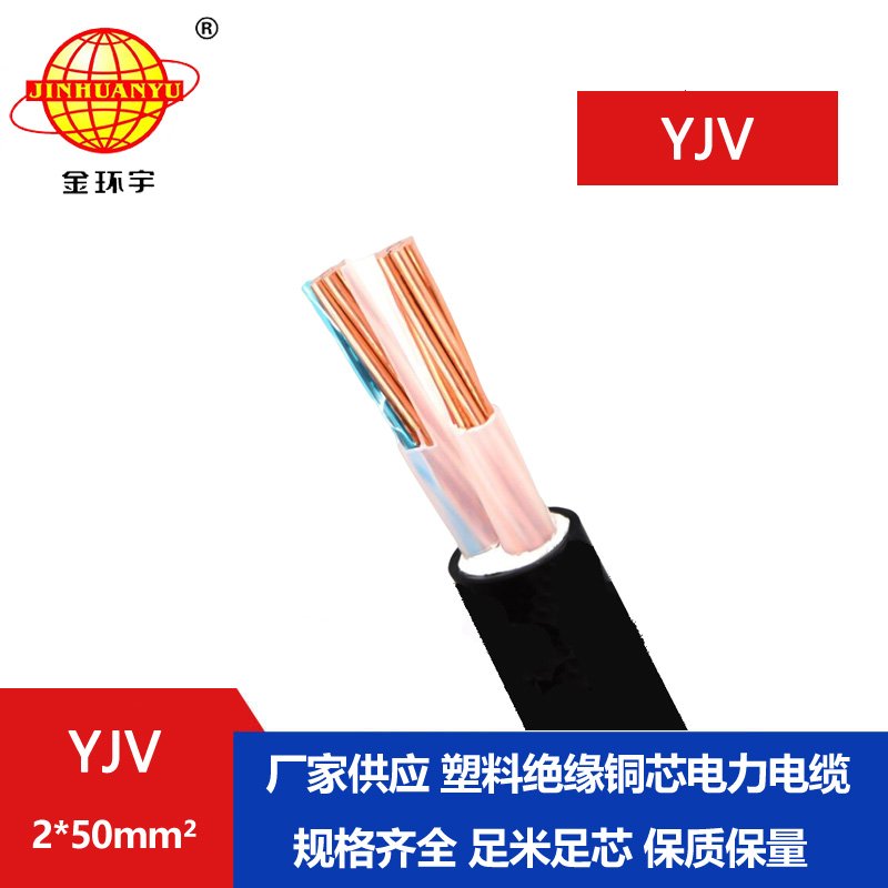 金環宇電線電纜 YJV 2x50平方 yjv電纜 低壓交聯yj